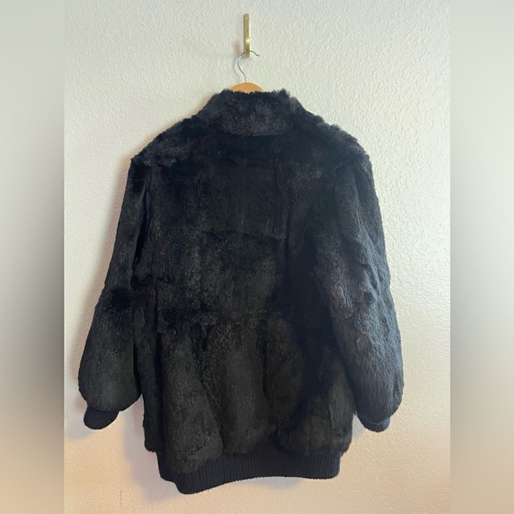 Scandinavian Fur Company black fur coat real Rabbit fur coat. Medium - Picture 3 of 14